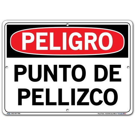 Vestil Aluminum Sign, 10-1/2" Height, 14-1/2" Width, Aluminum, Rectangle, Spanish SI-D-58-C-AL-080-S